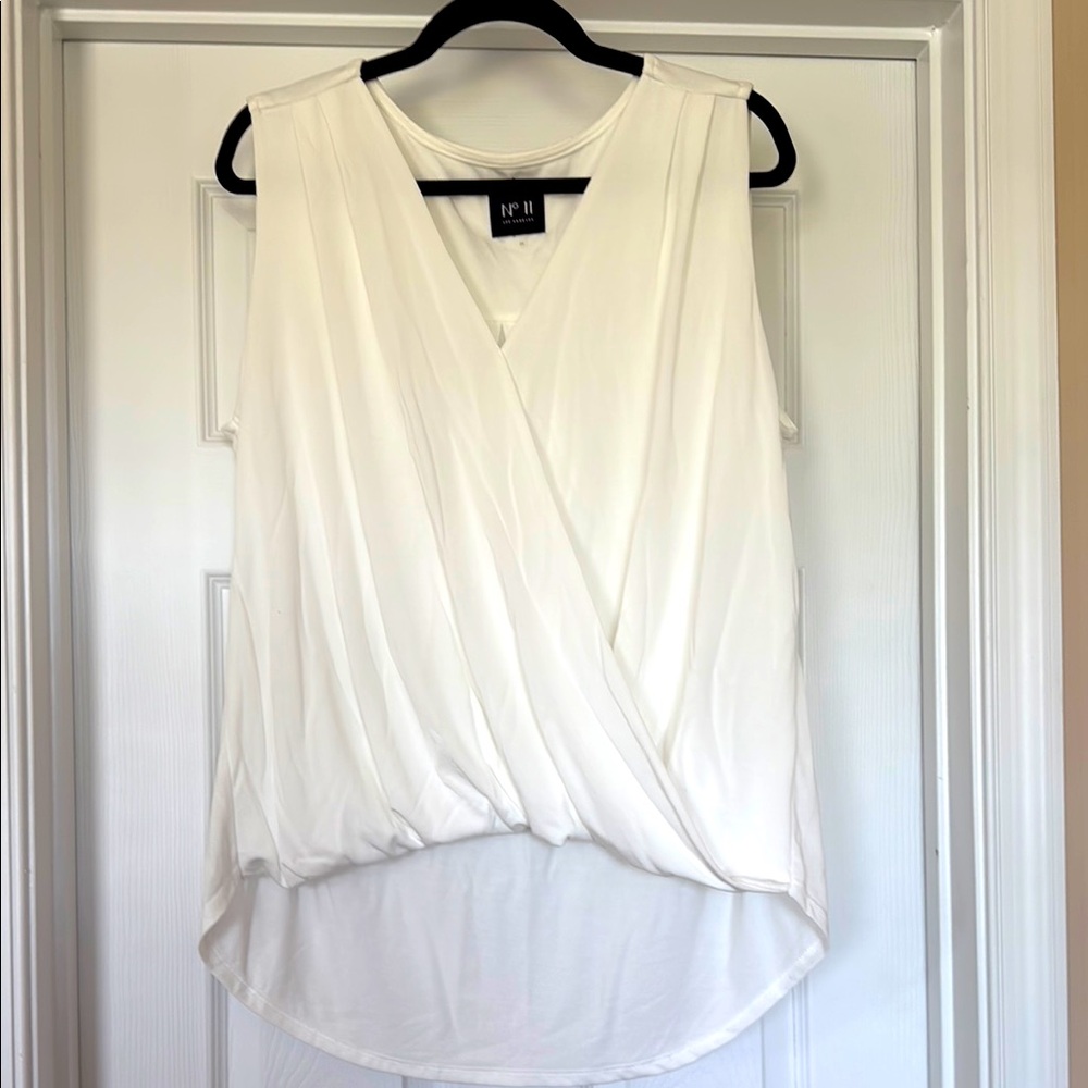 Cream Asymmetrical Wrap Blouse